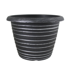 Grower Select Stout Ringed Planter Black/Silver 2.94 gallon 13 in. x 13 in.