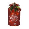 Glass Canister w/LED String Lights Red 10 in.