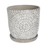 Planter w/ Attached Saucer Corinne Silver Wash 11-3/4 in. x 12-1/4 in.