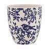 Planter w/ Attached Saucer Bird on Branch Blue/White 8 in. x 7-1/2 in.