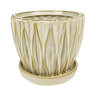Planter w/ Attached Saucer Dimensional White 10-1/4 in. x 9 in.