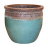 Coin Pot Planter Volcanic Rust over Azul 11 in.