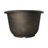 Grower Select Rolled Rim Planter Black Gold Brush 14 in.