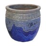 Coin Pot Planter Volcanic Rust over Falling Blue 15 in.