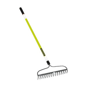 Structron Safety 16 Tine Bow Rake, Forged Head, 60 in. Safety Green, Fiber Handle