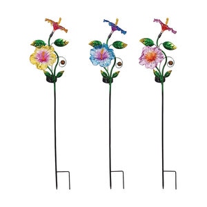 Pollinator Garden Stake Hibiscus Solar 7 in. x 36 in.