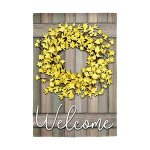 Fosythia Farmhouse Wreath Garden Flag