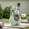 Heartfelt Cheer Garden Statue Frosted Snowmen Resin 10 in. x 15-1/2 in.