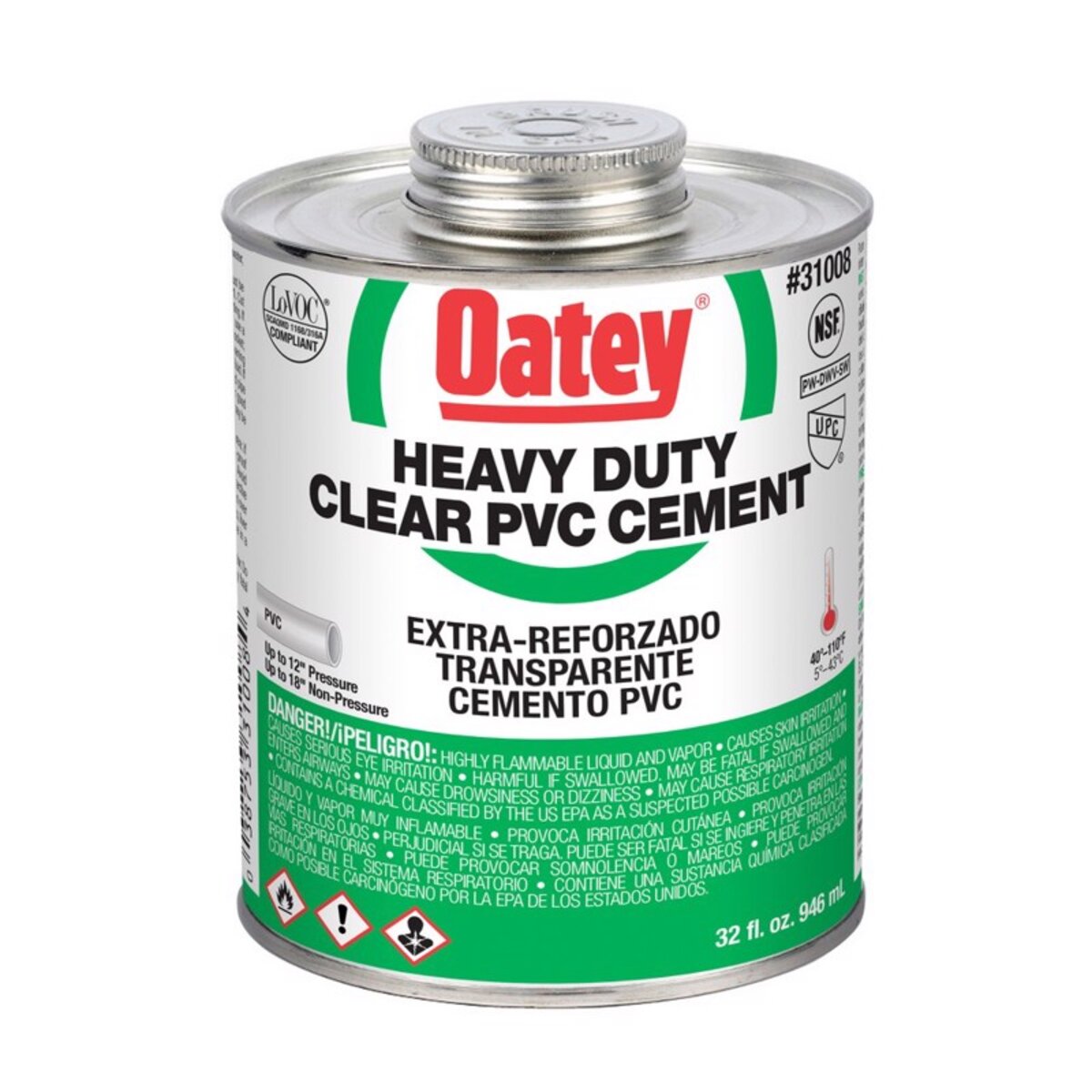 Oatey Clear PVC Cement Low VOC Heavy Body 1 qt | SiteOne US