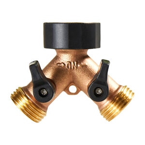 Orbit Hose-Y Connector Brass & Rubber 3/4 in. Threaded w/ Shutoff 