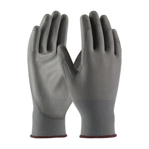 PIP Seamless Knit Polyester Glove Gray w/ Polyurethane Coating Large