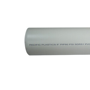 PVC PIP Pipe 8 in. x 22 ft. SDR-51 Gasket Joint
