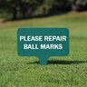 Laminate Directional Sign, Please Repair Ball Marks, Green