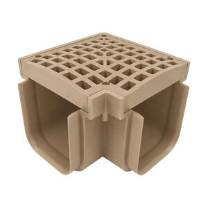 Polylok 5 in. Trench Drain 90 Deg Elbow (Tan)