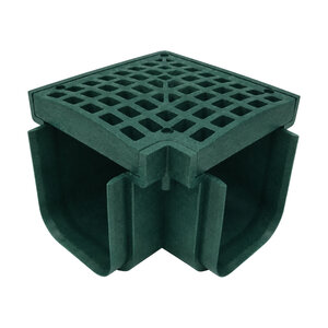 Polylok 5 in. Trench Drain 90 Deg Elbow (Green)