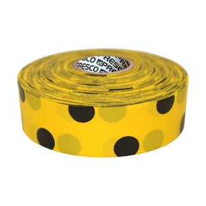 Flagging Tape 1-3/16 in. x 300 ft. Polka Dot Yellow/Black Presco