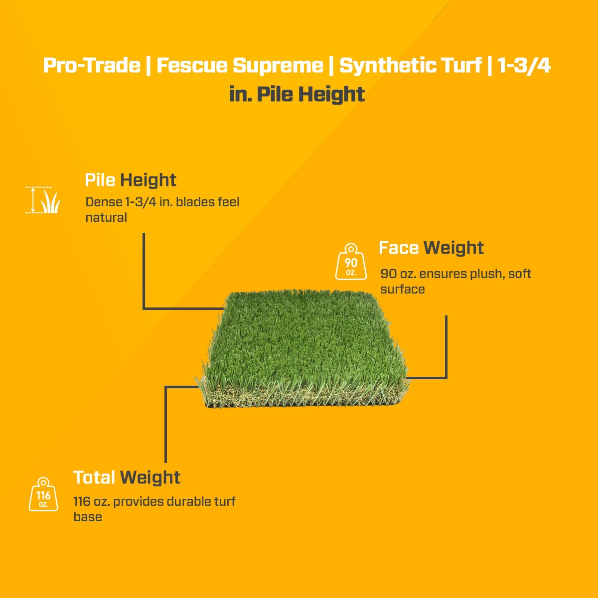 Pro-Trade Fescue Supreme Synthetic Turf 90 oz. Face Weight/116 oz ...