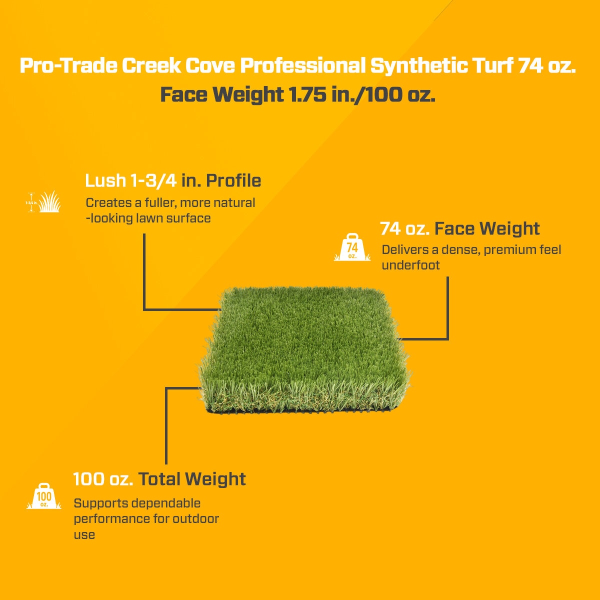 Pro-Trade Creek Cove Professional Synthetic Turf 74 oz. Face Weight 1. ...