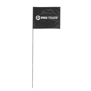 Pro-Trade Marking Flag Black 4 in. x 5 in. w/ 21 in. Steel Staff (100/Bundle)