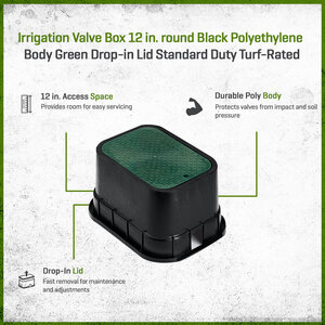 Valve Box Black Body Standard w/ Drop In Green Lid 12 in.