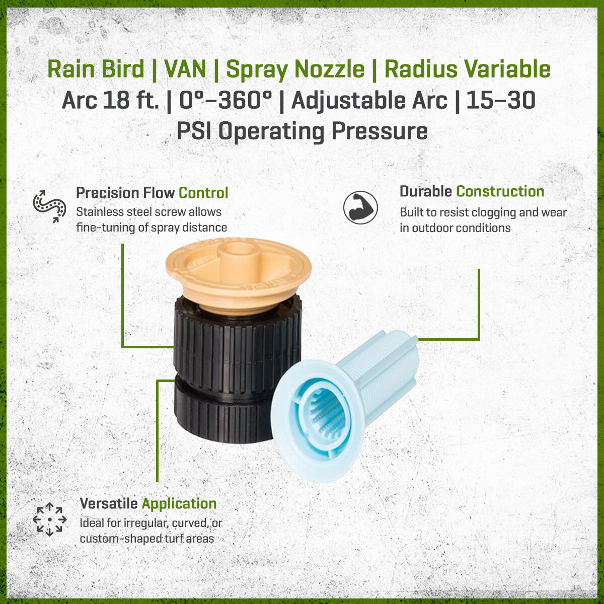 Rain Bird VAN Nozzle Radius Variable Arc 18 ft. 0 Degree - 360 Degree ...