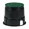 Valve Box Black Body Round w/ Overlapping Green Lid 10 in.