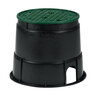 Valve Box Black Body Round w/ Overlapping Green Lid 10 in.