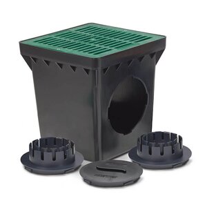 Rain Bird Drain Basin Kit Square Green Plastic 2-Outlet w/ Grate, Plug & Adapers 12 in. x 12 in.