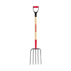 RAZOR-BACK Compost Fork. Forged. 5-Oval tine head. 36" hardwood hanndle with Poly D-Grip