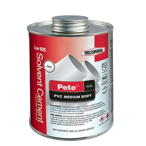 Rectorseal Pete 602 Clear PVC Cement Low VOC Regular Body 1 qt.