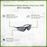 Safety Glasses Diamondback Black Anti-Fog Gray Lens (Meets ANSI Z87.1 - 2015)