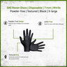 SAS Raven Glove Disposable 7mil. Nitrile Powder-free Textured Black X-large 100-box