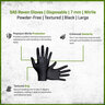 SAS Raven Gloves Disposable 7mil. Nitrile Powder Free Textured Black Large 100-box