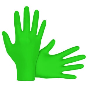 Derma-Vue Extra Strength Glove Hi-Vis Powder-Free Nitrile Disposable Saftey Green Large 
