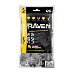 XL-Raven Black Nitrile Glove 3pk SAS