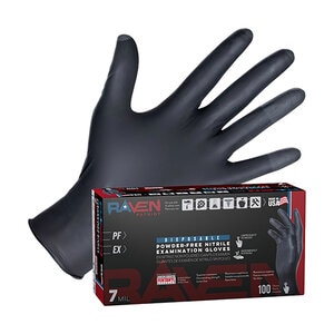 SAS Pallet Pricing Raven Patriot Powder-Free Exam Grade Black Nitrile Gloves - 100 box - 720 boxes per pallet