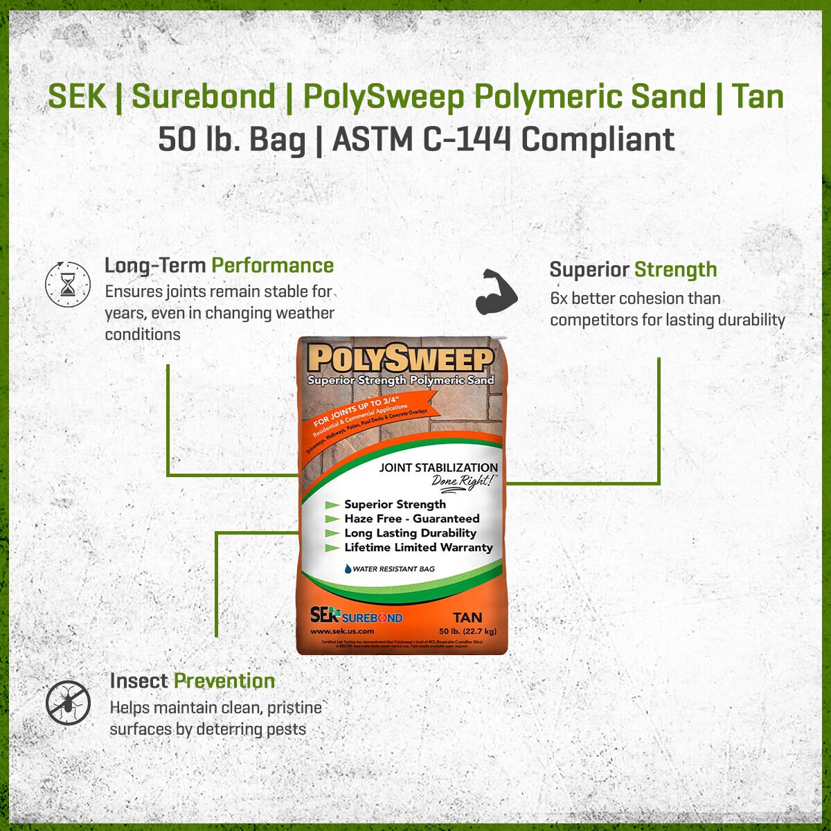 SEK Surebond PolySweep Polymeric Sand Tan 50 lb. Bag | SiteOne US
