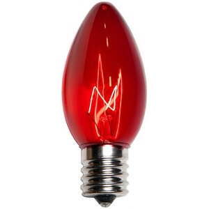 Seasonal Source C9 7W Transparent Red Triple Dipped Bulb