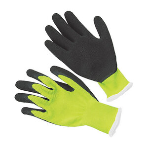 Rubber Coated Gloves Yellow Large Hang Tag Included
