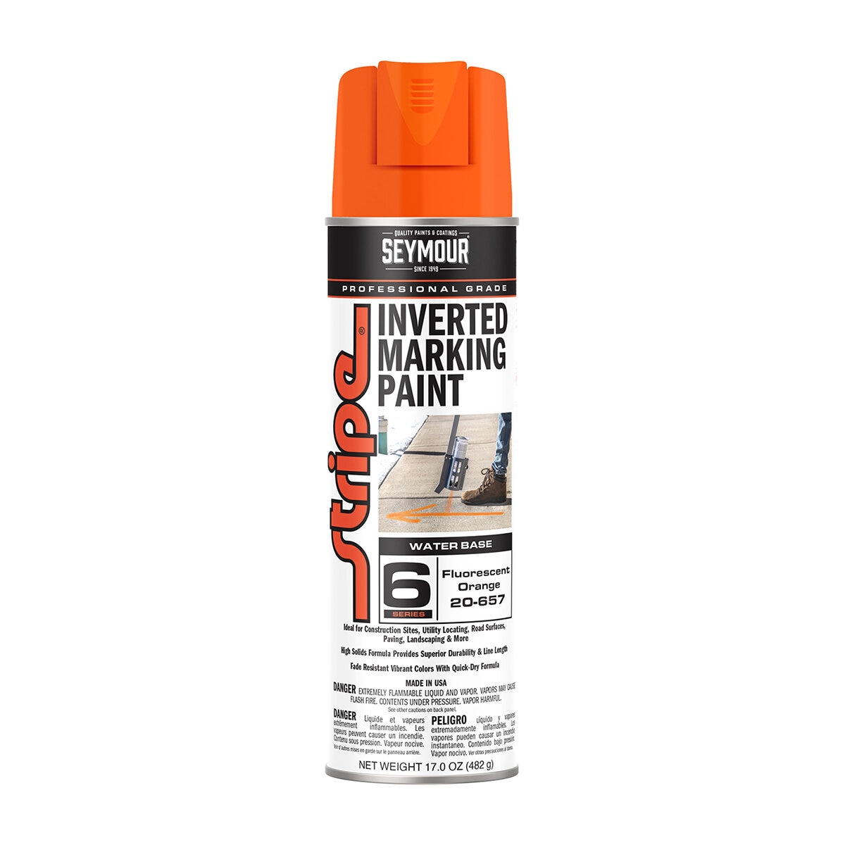 Seymour STRIPE Inverted Tip Marking Paint Waterbase Fluorescent Orange ...