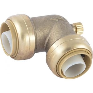 SharkBite 1 in. x 1 in. 90° Elbow with 1/8 in. NPSM Drain
