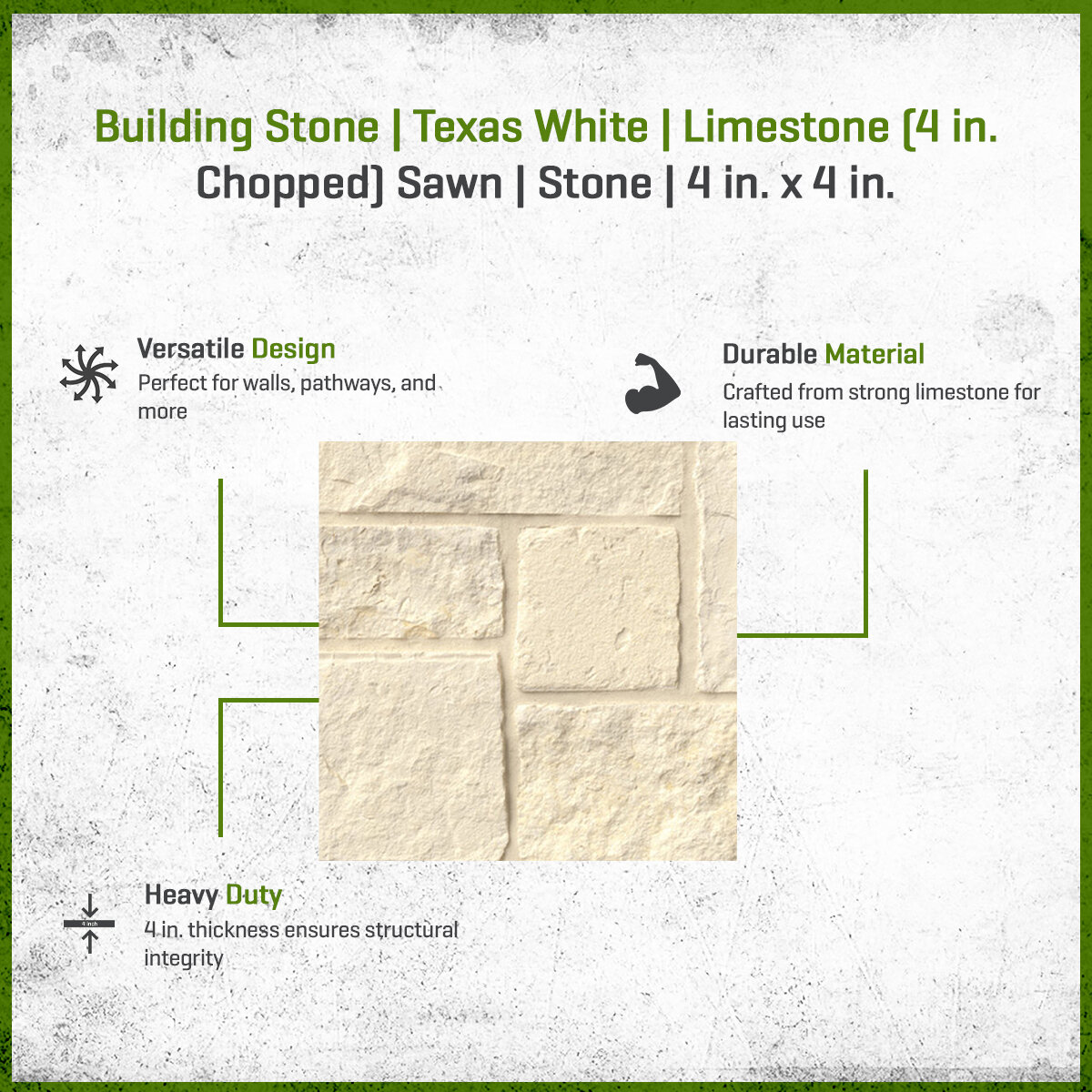 Building Stone Texas White Limestone (4 in. Chopped) Sawn 4 in. Thick ...