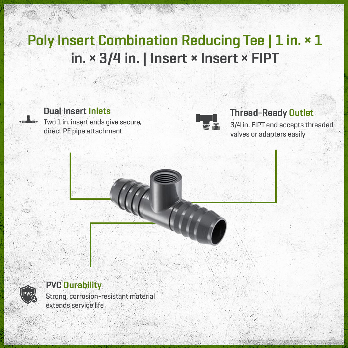 Poly Insert Combination Reducing Tee 1 in. x 1 in. x 3/4 in. Insert x ...