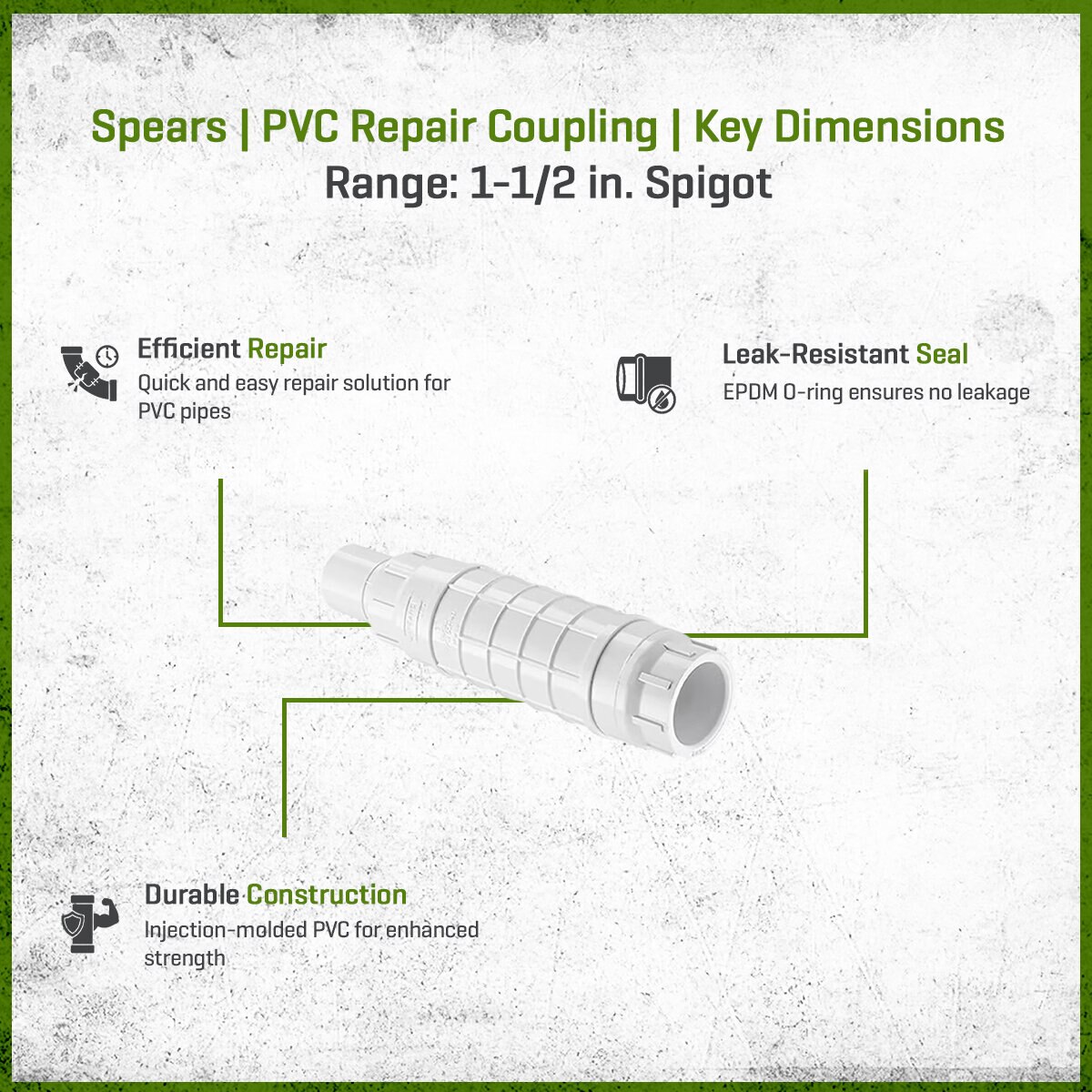 Spears PVC Expansion Repair Coupling 1-1/2 in. Spigot x Socket | SiteOne US
