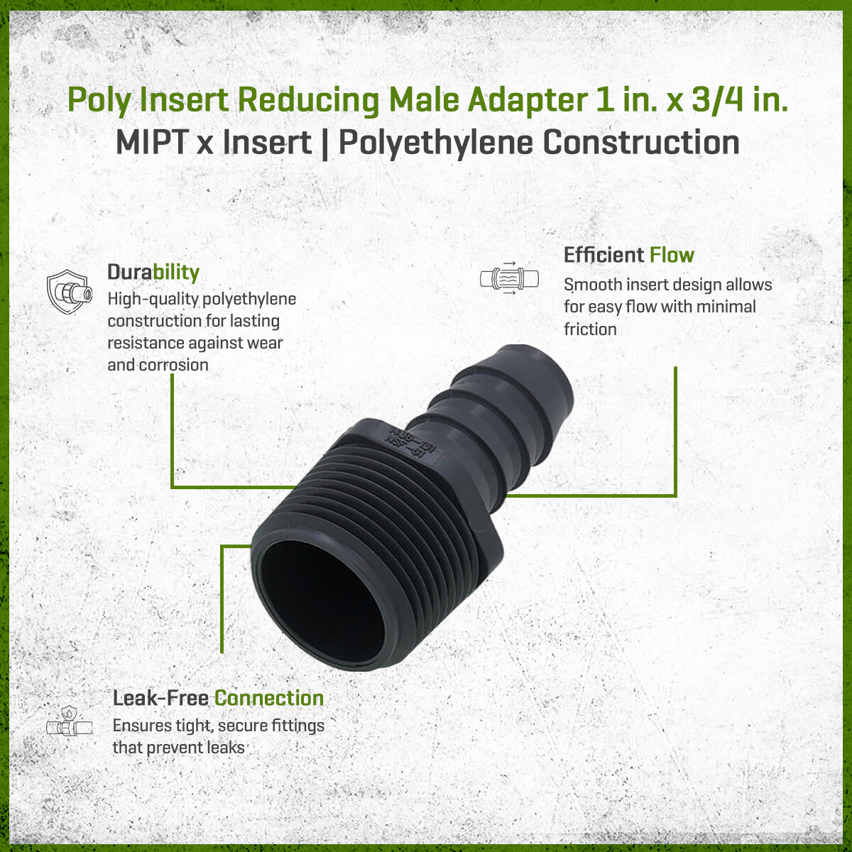 Poly Insert Reducing Male Adapter 1 in. x 3/4 in. MIPT x Insert ...
