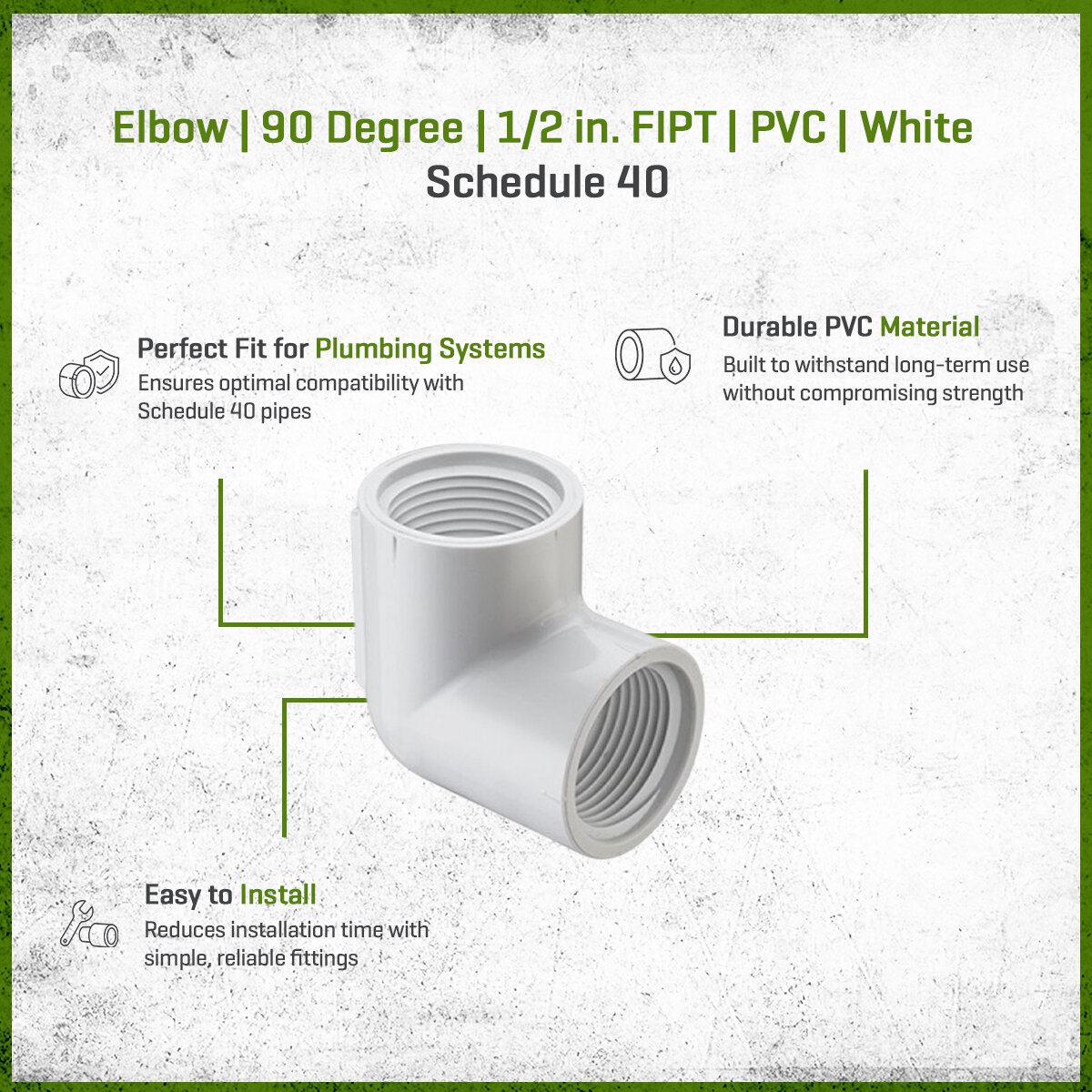 Sch 40 PVC 90 Degree Elbow 1/2 in. FIPT | SiteOne US