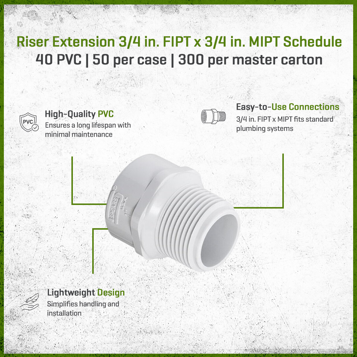 Sch 40 PVC Riser Extension 3/4 in. FIPT x MIPT | SiteOne US