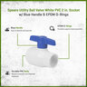 Spears Utility White PVC Ball Valve 2 in. Socket w/ Blue Handle & EPDM O-Rings