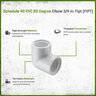 Sch 40 PVC 90 Degree Elbow 3/4 in. FIPT