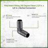Poly Insert 90 Degree Elbow 1/2 in. x 1/2 in.